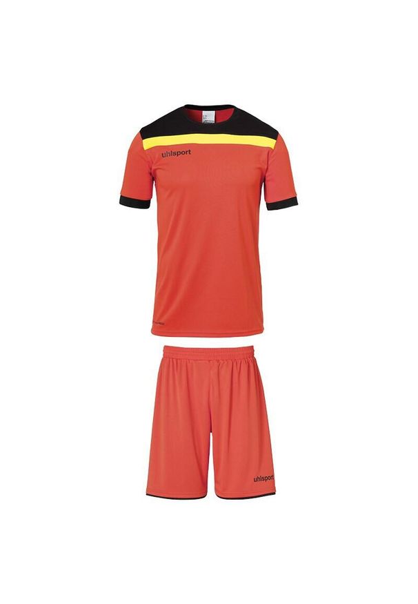 UHLSPORT - Zestaw strażników Uhlsport Offense 23. Kolor: czarny, pomarańczowy, wielokolorowy, żółty. Materiał: dresówka. Sport: piłka nożna