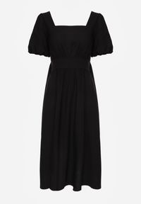 Renee - Czarna Wiskozowa Sukienka o Rozkloszowanym Kroju z Wycięciem na Plecach i Wiązaniem Dimiella. Kolor: czarny. Materiał: wiskoza. Typ sukienki: rozkloszowane #7