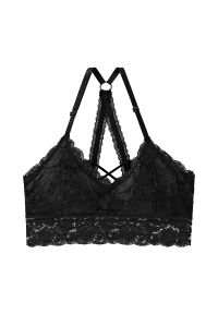 Intica - Braletka koronkowa bez fiszbin z krzyżującymi się ramiączkami Tawnee. Kolor: czarny. Materiał: koronka. Wzór: koronka