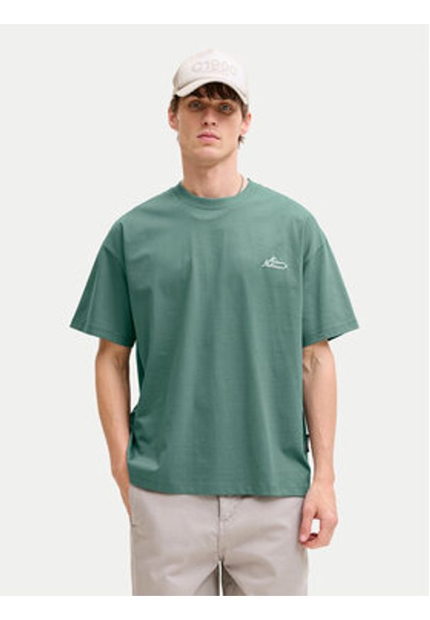 Jack & Jones T-Shirt Dust 12292982 Turkusowy Loose Leg. Kolor: turkusowy. Materiał: bawełna