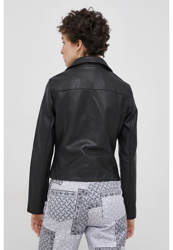 Superdry - Ramoneska skórzana. Okazja: na co dzień. Kolor: czarny. Materiał: skóra. Styl: klasyczny, casual