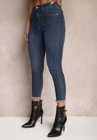 Renee - Niebieskie Jeansy Skinny High Waist z Bawełną Evirinase. Okazja: na co dzień. Stan: podwyższony. Kolor: niebieski. Styl: elegancki, casual #3