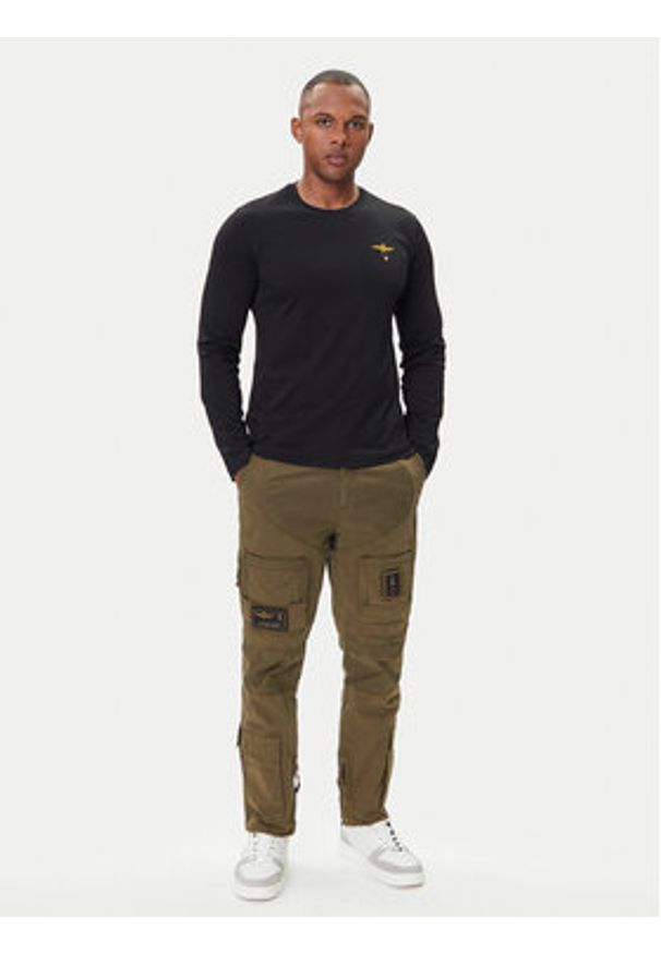 Aeronautica Militare Longsleeve 252TS2390UJ00372 Czarny Regular Fit. Kolor: czarny. Materiał: bawełna. Długość rękawa: długi rękaw