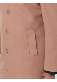 Ombre Clothing - Jednorzędowy męski długi płaszcz z kołnierzykiem i podpinką – brązowy V2 - Rozmiar: XL. Okazja: na co dzień. Typ kołnierza: kołnierzyk koszulowy, komin. Kolor: brązowy. Materiał: syntetyk, wiskoza, poliester, materiał. Długość: długie. Wzór: jednolity. Styl: wizytowy, casual, elegancki #7