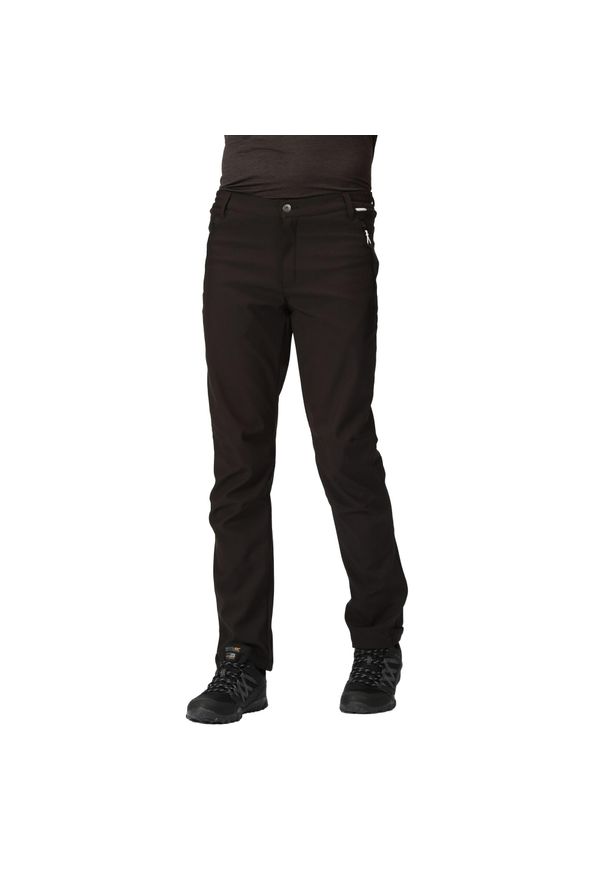 Regatta - Męskie spodnie Geo Softshell II czarne. Kolor: czarny. Materiał: poliester, elastan