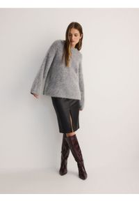 Reserved - Spódnica z imitacji skóry - czarny. Kolor: czarny. Materiał: skóra #1