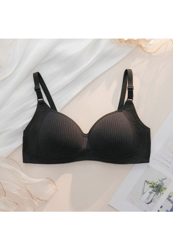 Intica - Biustonosz bezszwowy bez fiszbin codzienny elegancki Sibylle. Kolor: czarny. Materiał: materiał, skóra