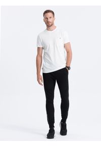 Ombre Clothing - Spodnie męskie dresowe typu jogger - czarne V3 OM-PASK-22FW-004 - XXL. Kolor: czarny. Materiał: dresówka. Styl: elegancki #5