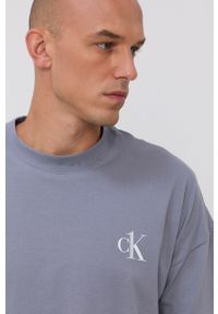 Calvin Klein Underwear T-shirt piżamowy z nadrukiem. Kolor: niebieski. Materiał: dzianina. Wzór: nadruk #4