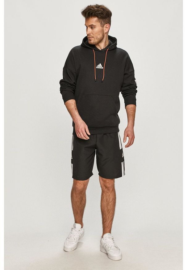 adidas Performance - Bluza GQ2223. Okazja: na co dzień. Kolor: czarny. Materiał: dzianina. Wzór: gładki, aplikacja. Styl: casual