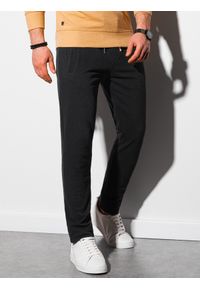 Ombre Clothing - Spodnie męskie dresowe P946 - czarne - M. Kolor: czarny. Materiał: dresówka