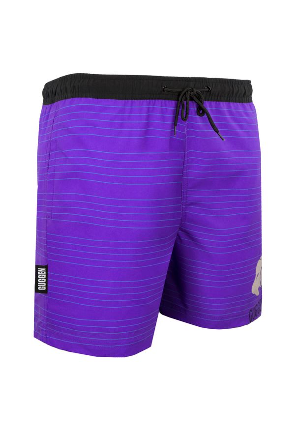 GUGGEN MOUNTAIN - Męskie kąpielówki z wzorem wysokiej jakości nadruk. Kolor: fioletowy. Materiał: poliester. Wzór: nadruk. Styl: sportowy
