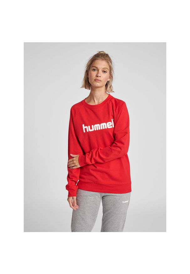 Bluza do piłki ręcznej damska Hummel Go Cotton Logo Sweatshirt Woman. Kolor: czerwony, różowy, wielokolorowy