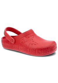 Big-Star - Czerwone Klapki Big Star Wodoodporne Buty Damskie. Okazja: na spacer. Kolor: czerwony. Materiał: materiał. Wzór: aplikacja. Sezon: lato. Styl: sportowy, wakacyjny