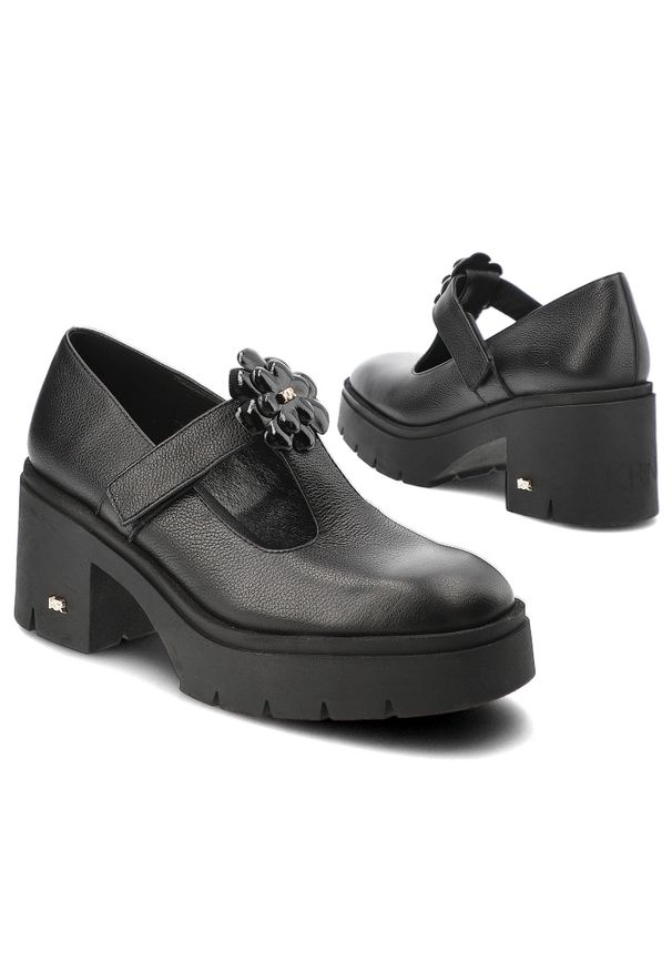 Czarne Półbuty Karino Buty Damskie Na Obcasie. Kolor: czarny. Materiał: skóra. Obcas: na obcasie. Styl: elegancki, klasyczny. Wysokość obcasa: średni