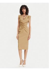 ACCESS FASHION Sukienka koktajlowa 63-3409-162 Beżowy Regular Fit. Kolor: beżowy. Materiał: bawełna. Styl: wizytowy #3