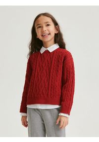Reserved - Szenilowy sweter - czerwony. Kolor: czerwony. Materiał: tkanina