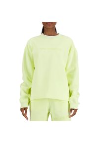 Bluza New Balance WT41556LLT - zielona. Okazja: na co dzień. Kolor: zielony. Materiał: dresówka, bawełna, prążkowany, poliester. Styl: klasyczny, casual