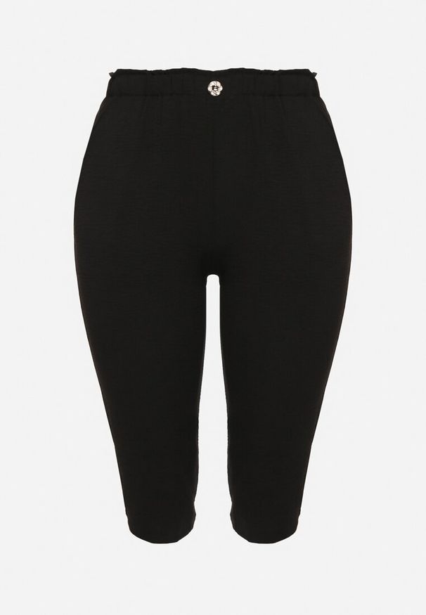 Born2be - Czarne Spodnie z Gumką w Pasie 7/8 Tenimira. Okazja: na co dzień, na spacer. Kolekcja: plus size. Kolor: czarny. Styl: klasyczny, elegancki, casual