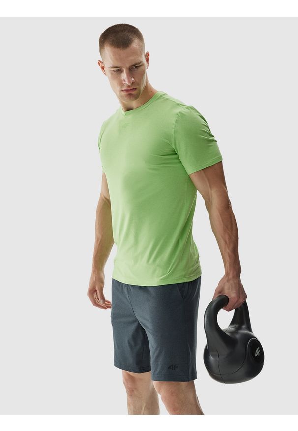 4f - 4F Spodenki treningowe regular szybkoschnące męskie - szare XXL. Kolor: szary. Materiał: elastan, włókno, dzianina, materiał, syntetyk. Długość: krótkie. Wzór: ze splotem, gładki, jednolity. Sport: fitness