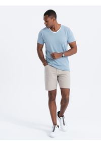 Ombre Clothing - T-shirt męski bawełniany - błękitny V4 S1385 - XXL. Kolor: niebieski. Materiał: bawełna. Styl: klasyczny #3