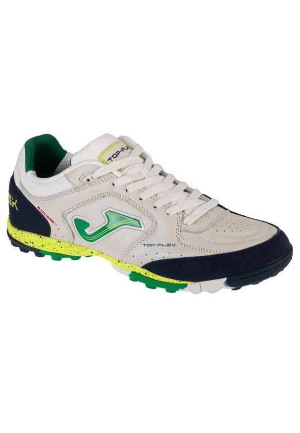 Buty piłkarskie męskie Joma Top Flex 2426 Turf. Zapięcie: sznurówki. Kolor: biały, wielokolorowy, zielony. Materiał: guma, materiał, skóra, syntetyk. Szerokość cholewki: normalna. Sport: piłka nożna