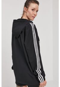Adidas - adidas Bluza damska kolor czarny z kapturem z aplikacją. Okazja: na co dzień. Typ kołnierza: kaptur. Kolor: czarny. Wzór: aplikacja. Styl: casual #3