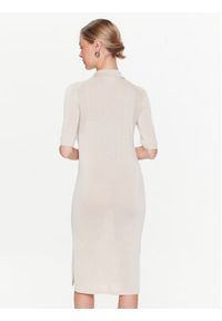 Calvin Klein Sukienka dzianinowa Lyocell Blend Polo Dress Ss K20K205619 Beżowy Regular Fit. Typ kołnierza: polo. Kolor: beżowy. Materiał: dzianina, lyocell #3