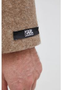 Karl Lagerfeld Płaszcz wełniany kolor beżowy przejściowy. Okazja: na co dzień. Kolor: beżowy. Materiał: wełna. Styl: casual, klasyczny #5