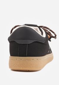 Born2be - Czarne Sneakersy w Stylu Retro Tenisówek z Podwójnym Sznurowaniem i Frędzlami Salmisa. Okazja: na co dzień. Zapięcie: sznurówki. Kolor: czarny. Materiał: jeans, dzianina #2