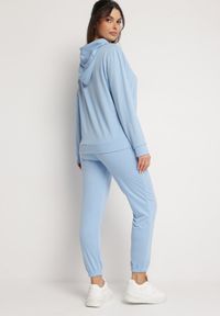 Born2be - Jasnoniebieski Komplet Dresowy Bluza Kangurka z Kapturem i Spodnie Joggery Triasa. Kolor: niebieski. Materiał: dresówka #3