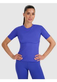 4f - 4F Koszulka treningowa slim szybkoschnąca damska - niebieska S. Kolor: niebieski. Materiał: elastan, materiał, syntetyk, włókno. Wzór: ze splotem, gładki. Sport: fitness #1