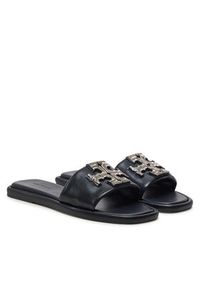 Tory Burch Klapki Double T Deco Sport 158768 Czarny. Kolor: czarny. Materiał: skóra. Styl: sportowy