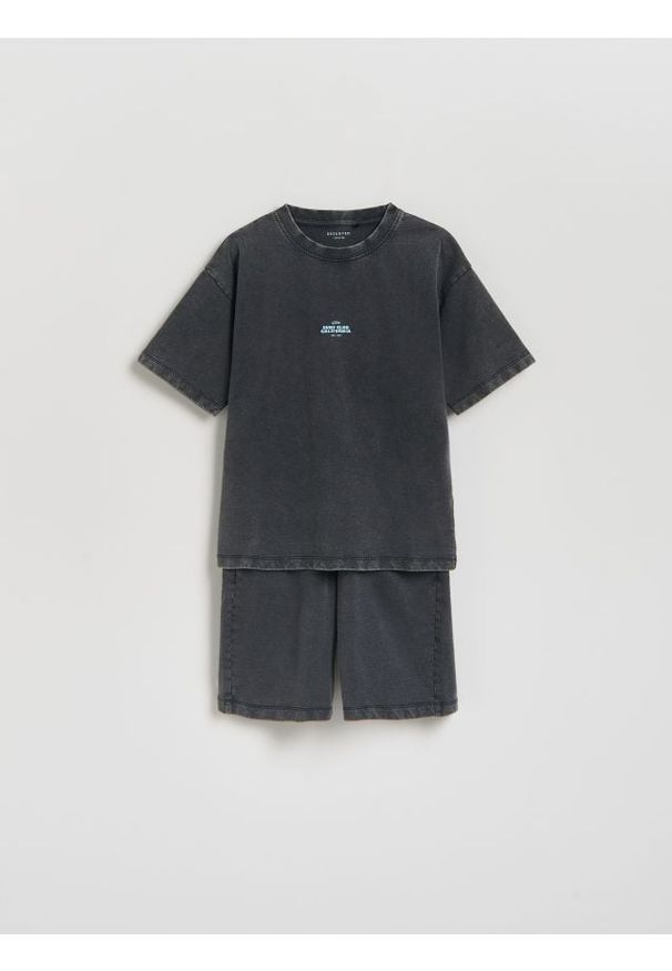 Reserved - Bawełniany komplet - czarny. Kolor: czarny. Materiał: bawełna