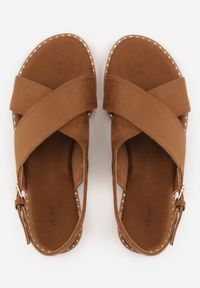 Renee - Brązowe Sandały VICES z Imitacji Zamszu ze Skrzyżowanymi Paskami Fontalla. Okazja: na co dzień. Zapięcie: pasek. Kolor: brązowy. Materiał: zamsz. Wzór: paski. Sezon: lato. Styl: casual, elegancki #8