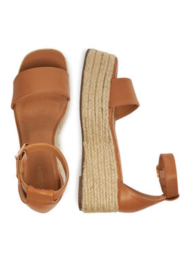 DeeZee Espadryle Q020 Brązowy. Kolor: brązowy. Materiał: skóra