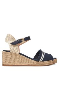 TOMMY HILFIGER - Tommy Hilfiger Espadryle Fringe Canvas Medium Wedge FW0FW08879 Granatowy. Kolor: niebieski. Materiał: materiał