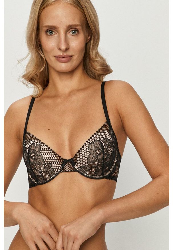 DKNY - Dkny - Biustonosz. Kolor: czarny. Rodzaj stanika: odpinane ramiączka, biustonosz z fiszbinami. Wzór: gładki
