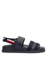 TOMMY HILFIGER - Tommy Hilfiger Sandały Elevated Hilfiger Strappy Sandal FM0FM05008 Granatowy. Kolor: niebieski. Materiał: skóra #1