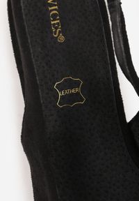 Renee - Czarne Sandały Vices na Stożku z Wkładką ze Skóry Naturalnej Bez Pięty Selenis. Nosek buta: szpiczasty. Kolor: czarny. Materiał: skóra. Sezon: lato. Obcas: na stożku. Styl: wizytowy, elegancki. Wysokość obcasa: średni #3