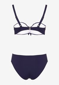 Renee - Granatowe Bikini Strój Kąpielowy Dwuczęściowy z Ozdobnym Marszczeniem Nariella. Kolor: niebieski #4