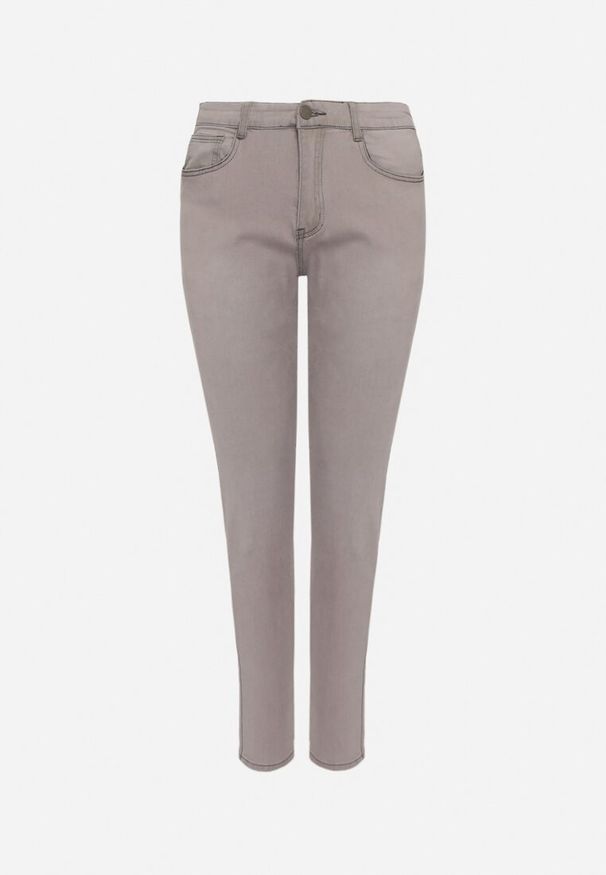 Born2be - Ciemnoszare Jeansy Skinny z Wysokim Stanem Nevettas. Stan: podwyższony. Kolor: szary. Długość: długie. Styl: klasyczny, elegancki