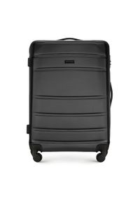 Wittchen - Średnia walizka z ABS-u żłobiona czarna. Kolor: czarny. Materiał: guma. Styl: klasyczny