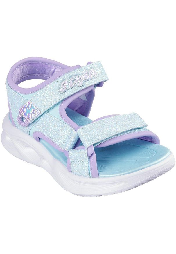 skechers - Sandały dla dzieci Skechers Sola Glow Sandal. Kolor: niebieski. Materiał: materiał, syntetyk. Styl: sportowy