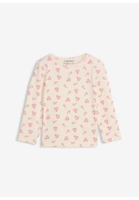 bonprix - Bluzka z długim rękawem z elastycznej mieszanki bawełny organicznej. Kolor: beżowy. Materiał: bawełna. Długość rękawa: długi rękaw. Długość: długie #1