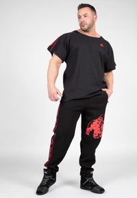 GORILLA WEAR - Buffalo Stary trening szkolny Spodnie - Czarny/Czerwony. Kolor: czerwony, czarny, wielokolorowy. Sport: fitness