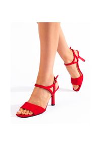 Czerwone damskie sandały na szpilce Sergio Leone. Kolor: czerwony. Obcas: na szpilce #5