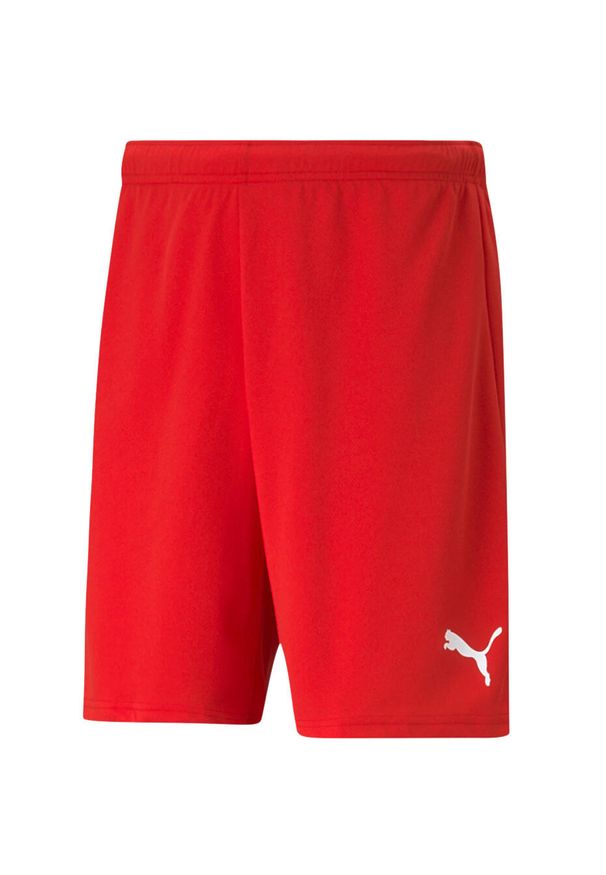 Spodenki Puma teamRISE czerwone. Kolor: czerwony, biały, wielokolorowy. Materiał: poliester. Długość: krótkie. Sport: fitness