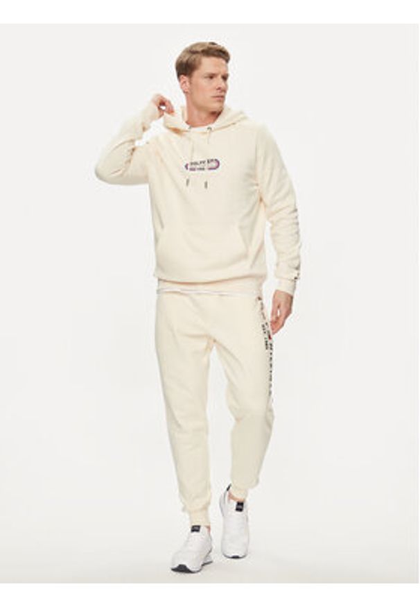 TOMMY HILFIGER - Tommy Hilfiger Bluza Track Graphic MW0MW34445 Beżowy Regular Fit. Kolor: beżowy. Materiał: bawełna, syntetyk