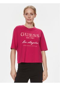 Guess T-Shirt V4RI01 I3Z14 Różowy Boxy Fit. Kolor: różowy. Materiał: bawełna